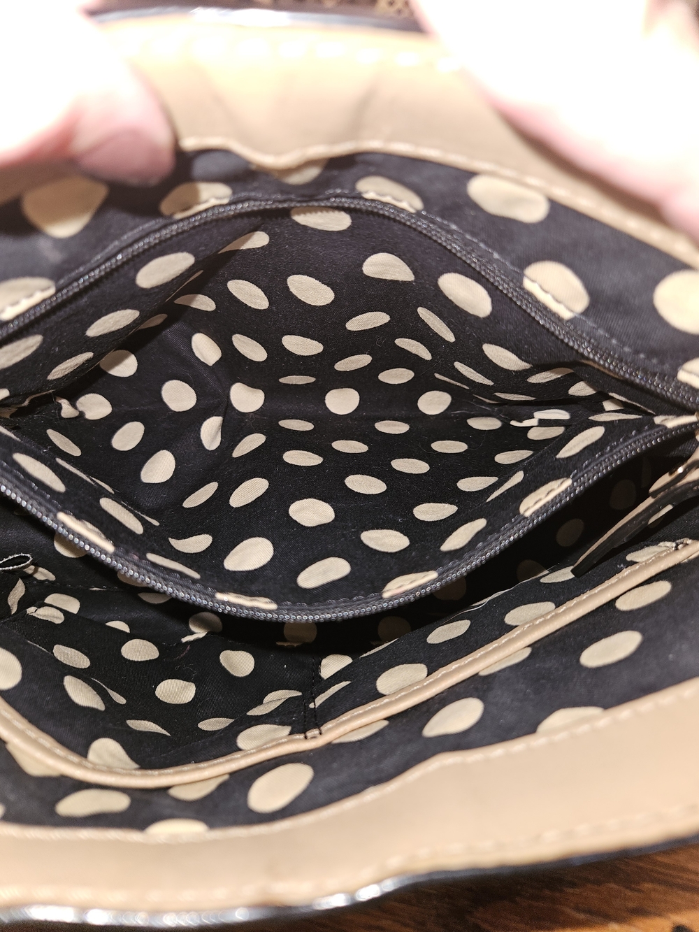 kate spade Two-Tone Black Patent and Beige Satchel - Picture 6 of 16